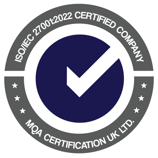 ISO/IEC 27001:2022 Certified company seal