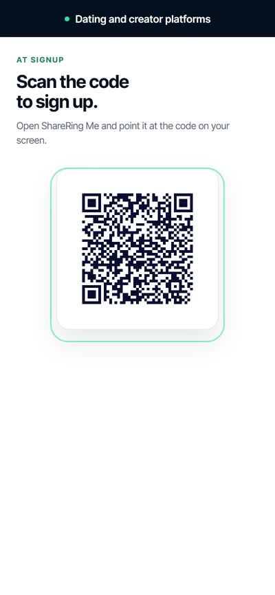 A new member’s phone showing the code to scan at signup.