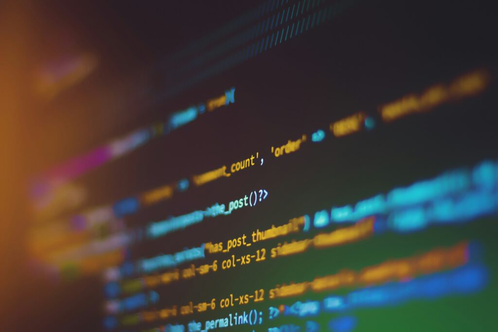 Close-up of programming code on a computer screen